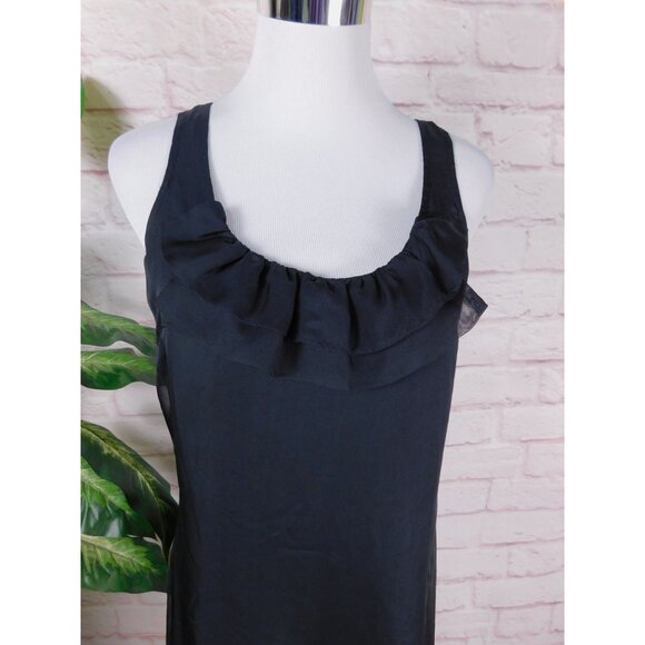 GAP Black Sleeveless Ruffle Neck Dress Size 6 - Classic Chic Evening Look - Picture 2 of 11